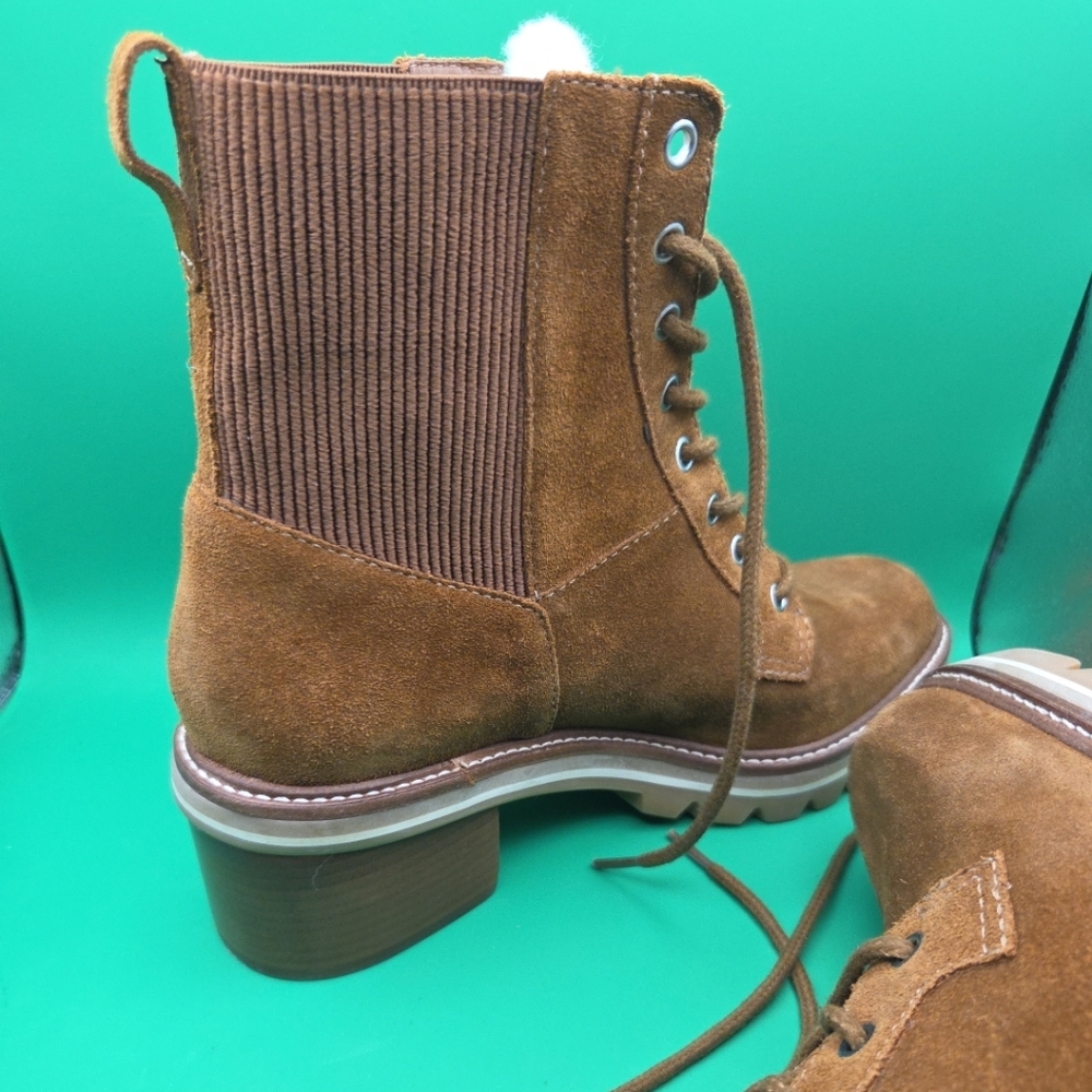 Anthropologie Bernardo Wmns Selena Shearling Lined Lace-Up Ankle Boots 9M Suede - Picture 13 of 16